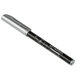 A black and silver pen with a black cap.