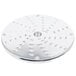 A Robot Coupe stainless steel grating / shredding disc with holes.