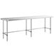 A Regency stainless steel rectangular work table with metal legs.