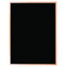 An Aarco oak-framed black marker board.