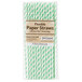 A package of green and white striped Creative Converting paper straws.