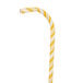 A yellow and white striped straw with a white handle.
