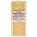 A package of yellow and white striped Creative Converting paper straws.