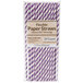 A package of Creative Converting purple and white striped paper straws.