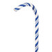 A blue and white striped Creative Converting jumbo paper straw.