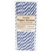 A package of Creative Converting jumbo paper straws with blue and white stripes.