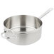 A close-up of a silver Vollrath Centurion saute pan with a helper handle.