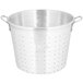 A silver aluminum Town vegetable colander with handles.