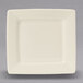 A Tuxton square white china plate with a small rim.