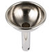 A silver plated Franmara wine decanter funnel with a hole in the center.