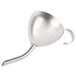 A Franmara silver plated decanter funnel with a long curved handle.