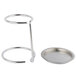 A Franmara stainless steel decanter funnel set with a round metal plate.