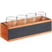 An Acopa wooden flight crate with Barbary tasting glasses inside.