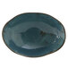 A Tuxton TuxTrendz Capistrano bowl in blue with a rustic design.