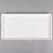 A white rectangular Arcoroc porcelain platter with a gray border.