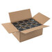 A white cardboard box filled with 12 black jars with black lids.