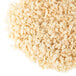 A pile of puffed rice on a white background.