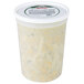 A white plastic container of Spring Glen Fresh Foods Chicken Corn Soup with a lid.