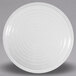 A white Elite Global Solutions melamine plate with a spiral pattern.