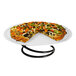 An Elite Global Solutions white swirl melamine plate with a pizza and vegetables on it.
