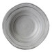 A gray Elite Global Solutions Della Terra melamine serving bowl with a spiral stone design.