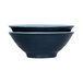 An Abyss blue melamine bowl with a black interior and blue rim.