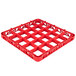 A red plastic Carlisle glass rack extender with a grid pattern.