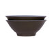 A close up of a black and lapis Elite Global Solutions melamine bowl with a chocolate interior.