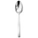 A silver spoon with a black border on a white background.
