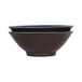 A stack of Elite Global Solutions Durango melamine bowls with a blue rim and chocolate interior.