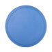 A blue plastic disc with a circle in it.