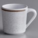 A white Elite Global Solutions melamine mug with a brown and white crackle design.