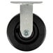 A black and silver 6" Rigid Plate Caster for a Vulcan double deck convection oven.