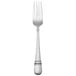 An Oneida Satin Astragal stainless steel table fork with a silver handle and black stripes.