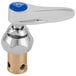 A white T&S Eterna cold water valve cartridge with a blue lever handle and cold index.