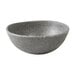 A close-up of a grey speckled Elite Global Solutions Tenaya melamine bowl.