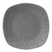 An Elite Global Solutions Tenaya granite stone square melamine plate with rounded edges in grey with speckled specks.