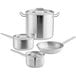 A Vigor stainless steel cookware set with lids including a pot and pan.