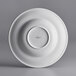 A white bone china pasta bowl with a circular design on the rim.