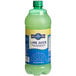 A green bottle of 32 fl. oz. 100% Lime Juice with a blue label.