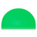 A green plastic object with a white background.