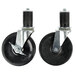 A pair of Advance Tabco black rubber stem casters.
