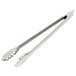 A close-up of Edlund 44 Series heavy-duty scallop tongs with silver handles.