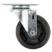 A 4" black swivel plate caster with a silver metal wheel.