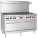 A large stainless steel Vulcan SX Series commercial gas range with 10 burners and 2 standard ovens.