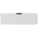A white rectangular Flash Furniture heavy duty plastic folding bench with black handles.