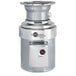An InSinkErator stainless steel commercial garbage disposer with a red button.