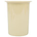 A yellow solid melamine flatware cylinder with a lid.