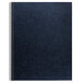 A close-up of a blue fabric notebook cover with a linen texture.