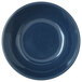 A Carlisle Dallas Ware blue speckled nappie bowl with a circular ring on the surface.